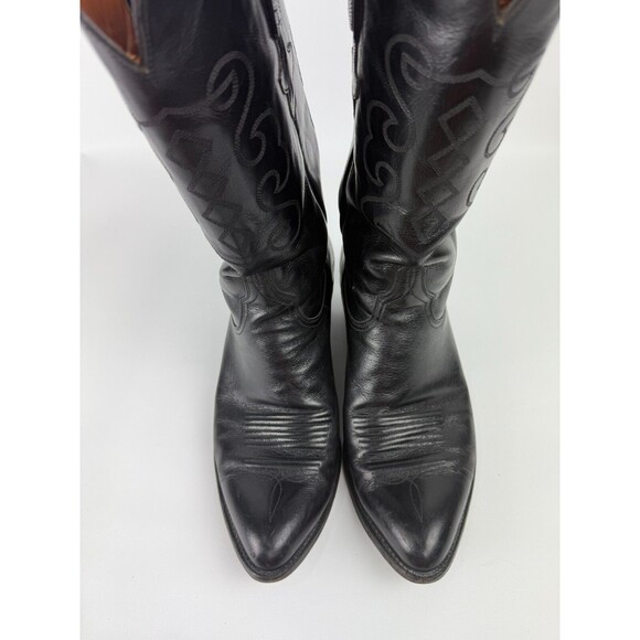 Vintage Cowboy Boots Lucchese L6809.24 Black Leather Roper Mens Size 9 EE - Picture 7 of 12